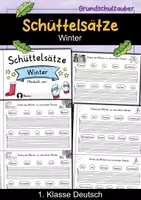 Vorschau - Mal- und Bastelvorlagen - Schüttelsätze Miniheft - Winter | Deutsch 1. Klasse | Sätze schreiben - Deckblatt