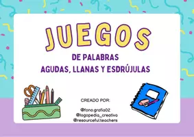 Vista previa - Hojas de trabajo - Juegos de palabras agudas, llanas y esdrújulas - página 1