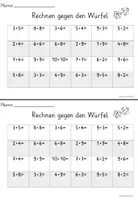 Vorschau - Arbeitsblätter - Mathespiel Rechnen gegen den Würfel - Seite 1