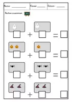 Vorschau - Arbeitsblätter - Addition ZR 5 - Halloween (Addieren, Ergänzen) - Seite 1