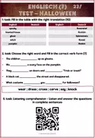 Vorschau - Arbeitsblätter - Halloween - Englisch Test mit Listening - Deckblatt