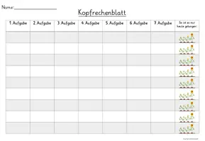 Vorschau - Spiele - Kopfrechenblatt mit Pflanzensymbolen zur Einschätzung - Seite 1