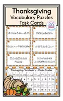 Vista previa - Hojas de trabajo - Thanksgiving Vocabulary - Puzzle Task Cards - Portada