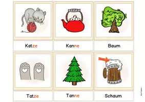Vorschau - Stationenlernen - Reimwörter Bildkarten Wortkarten Druckschrift Deutsch Klasse 1, DaZ - Seite 1