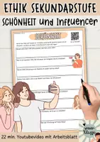 Vorschau - Arbeitsblätter - ETHIK: Schönheitsideale auf Social Media- 22 min. Youtubevideo + Arbeitsblatt - Deckblatt