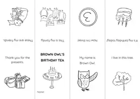 Vista previa - Manualidades / Dibujos para colorear - Brown Owl's Birthday Tea - MINI BOOKS - página 1