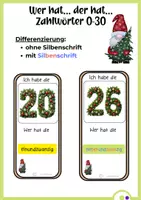 Vorschau - Spiele - Ich habe, wer hat | Weihnachten Zahlwörter Zahlenraum - 30 - Seite 1
