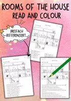 Vorschau - Arbeitsblätter - Rooms of the house: Read and colour (dreifach differenziert) - Deckblatt
