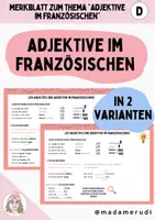 Vorschau - Merkblätter - Adjektive im Französischen (Merkblatt) - Deckblatt