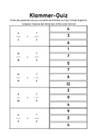 Vorschau - Arbeitsblätter - Mathematik Klammer Quiz: Brüche und Division - Seite 1