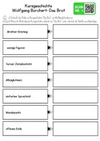 Vorschau - Stundenentwürfe - Wolfgang Borchert Das Brot - Merkmale der Kurzgeschichte - Deckblatt