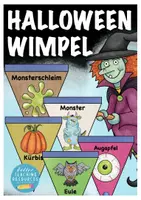 Vorschau - Mal- und Bastelvorlagen - Halloween Wimpel Dekoration für die Grundschule - Deckblatt