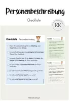 Vorschau - Arbeitsblätter - Personenbeschreibung - Checkliste - Deckblatt