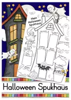 Vorschau - Mal- und Bastelvorlagen - Halloween Spukhaus kreatives Schreiben Deutsch - Deckblatt
