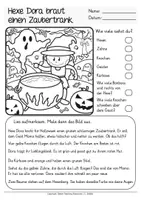 Aperçu - Feuilles d'exercices - Lesen und Malen Halloween Deutsch Allemand - Page 2