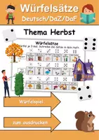 Vorschau - Arbeitsblätter - Würfelsätze / Würfelspiel Herbst - Deutsch/DaF/DaZ - Wortspiel - Deckblatt