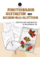 Vorschau - Arbeitsblätter - Herbstfensterbilder gestalten: Rechen-Mal-Blätter im Zahlenraum 100 - Deckblatt