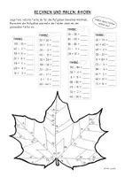 Vorschau - Arbeitsblätter - Herbstfensterbilder gestalten: Rechen-Mal-Blätter im Zahlenraum 100 - Seite 2