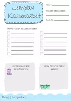 Vorschau - Arbeitsblätter - Lernplan Klassenarbeit - Deckblatt