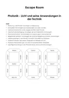 Vorschau - Stundenentwürfe - Escape Room "Photonik - Licht und seine Anwendungen in der Technik" - Deckblatt