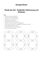 Vorschau - Stundenentwürfe - Escape Room "Physik der Zeit - Relativität, Zeitmessung und Zeitreisen" - Deckblatt