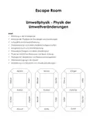 Vorschau - Stundenentwürfe - Escape Room "Umweltphysik - Physik der Umweltveränderungen" - Deckblatt