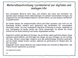 Vorschau - Stundenentwürfe - Lernmaterial Uhrzeit_analog und digital - Seite 1