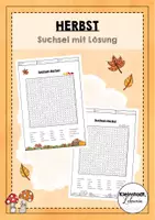 Vorschau - Arbeitsblätter - Herbst Suchsel - Deckblatt