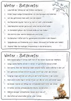 Vorschau - Arbeitsblätter - Winter Satzkartei Deutsch: Unzählige Einsatzmöglichkeiten - Seite 3