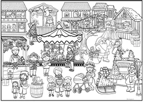 Vorschau - Arbeitsblätter - Wimmelbild Weihnachten, Weihnachtsmarkt Kindergarten, Grundschule, Förderschule, daZ - Seite 2