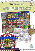 Vorschau - Arbeitsblätter - Wimmelbild Weihnachten, Weihnachtsmarkt Kindergarten, Grundschule, Förderschule, daZ - Deckblatt