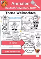 Vorschau - Arbeitsblätter - Weihnachten Anmalen Wortschatz - Deutsch/DaZ/DaF/Kunst - Klasse 1 und 2 - Deckblatt