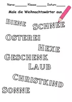 Vorschau - Arbeitsblätter - Weihnachten Anmalen Wortschatz - Deutsch/DaZ/DaF/Kunst - Klasse 1 und 2 - Seite 2