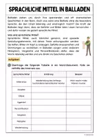 Vorschau - Arbeitsblätter - Sprachliche Mittel in Balladen (Internetrecherche) - Seite 1
