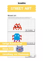 Vorschau - Arbeitsblätter - Fertige Kunststunde - Street Art / Pixelwesen - Deckblatt