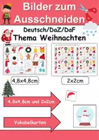Vorschau - Arbeitsblätter - Vokabelbilder Weihnachten - Bilder zum ausschneiden (Klasse 1 und 2) - Deckblatt