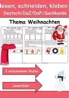 Vorschau - Arbeitsblätter - Weihnachten Leserätsel - Lesen, schneiden, kleben - DaZ/DaF, Deutsch, Sachunterricht - Deckblatt
