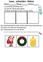 Vorschau - Arbeitsblätter - Weihnachten Leserätsel - Lesen, schneiden, kleben - DaZ/DaF, Deutsch, Sachunterricht - Seite 1