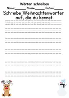 Vorschau - Arbeitsblätter - Weihnachten Wörter und Sätze schreiben und Silben DaZ/DaF, deutsch - Seite 1
