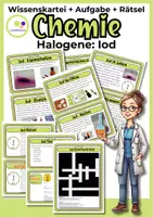 Vorschau - Stundenentwürfe - Halogene: Iod Wissenskartei + Steckbrief + Quizze - Deckblatt