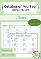 Vorschau - Stationenlernen - Arbeitsblatt Relationen würfeln - größer, kleiner gleich - Deckblatt