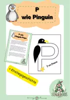 Vorschau - Mal- und Bastelvorlagen - P wie Pinguin 🐧 - Deckblatt