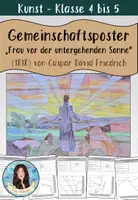 Vorschau - Arbeitsblätter - Gemeinschaftsbild / Kooperatives Poster - "Frau vor der untergehenden Sonne" von Caspar David Friedrich - Deckblatt