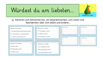 Vorschau - Präsentationen/Tafelbilder - Würdest du am liebsten...? 36 Kärtchen zum Lesen und als Gesprächsanlass - Deckblatt