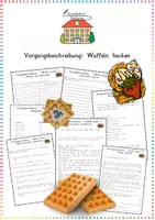 Vorschau - Arbeitsblätter - Vorgangsbeschreibung: Waffeln backen – Arbeitsblätter (Deutsch) - Deckblatt