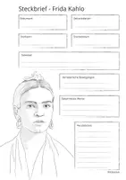 Vorschau - Mal- und Bastelvorlagen - Steckbrief Frida Kahlo + Informationstext für die Schüler - Seite 1