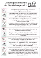 Vorschau - Merkblätter - Die häufigsten Fehler bei Gedichtinterpretationen - Seite 1