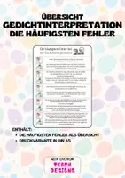 Vorschau - Merkblätter - Die häufigsten Fehler bei Gedichtinterpretationen - Deckblatt