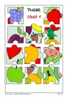 Vorschau - Mal- und Bastelvorlagen - Obst/ "Obstsalat" Puzzle zum Ausdrucken - Seite 1