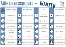 Vorschau - Arbeitsblätter - Würfelgeschichte - Winter - Seite 1